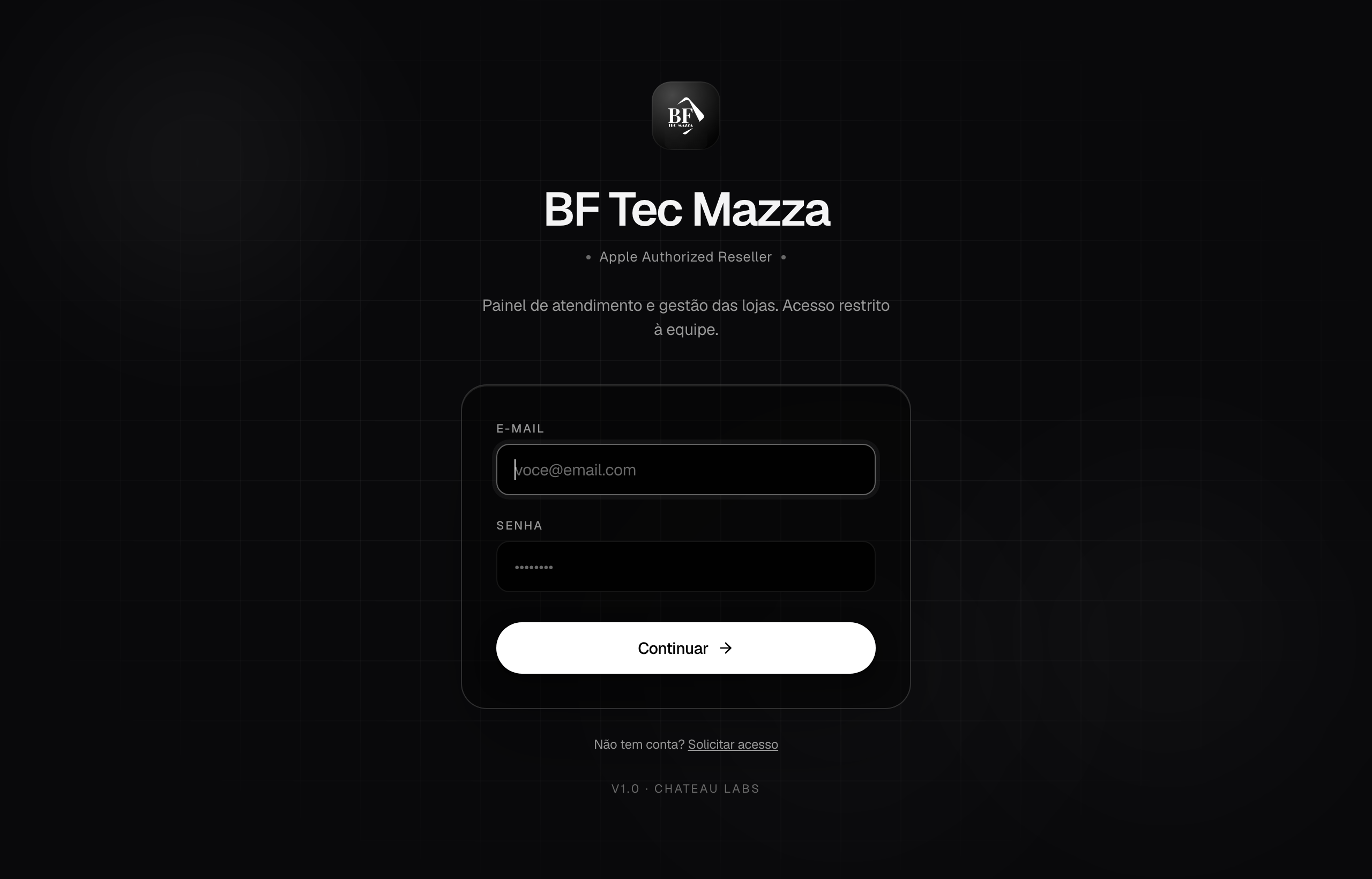 Sistema de atendimento e gestão da BF Tec Mazza, construído pela Chateau